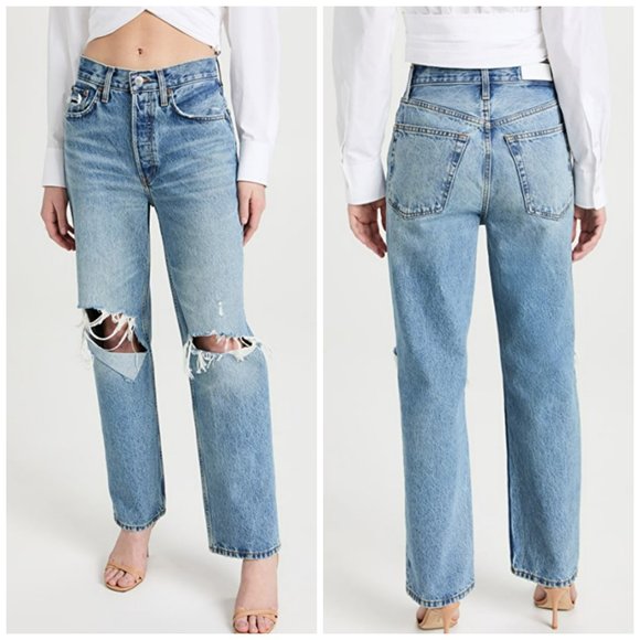 Re/Done Denim - RE/DONE High Rise '90s Low Slung Ripped Jeans